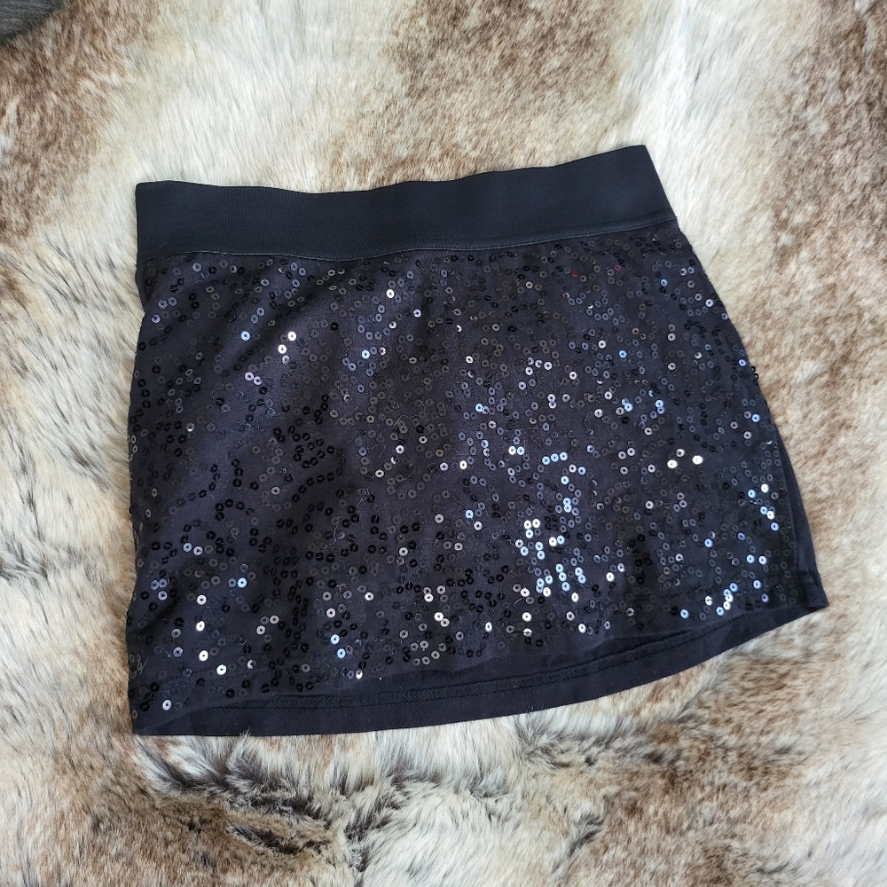 Mini black stretch squin skirt. Justice size 7